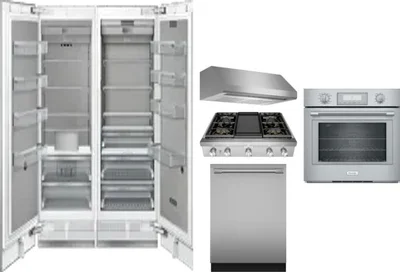 6 Piece Package Includes Refrigerator, Freezer, Cooktop, Wall Oven, Hood And Dishwasher