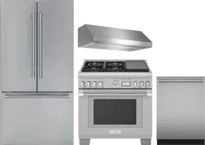 4 Piece Package Includes Refrigerator, Range, Hood And Dishwasher