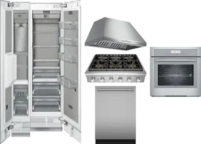 6 Piece Package Includes Refrigerator, Freezer, Cooktop, Wall Oven, Hood And Dishwasher