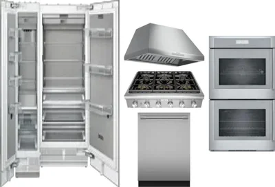 6 Piece Package Includes Refrigerator, Freezer, Cooktop, Wall Oven, Hood And Dishwasher