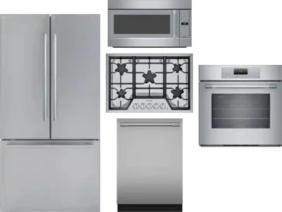 5 Piece Package Includes Refrigerator, Cooktop, Wall Oven, Microwave And Dishwasher