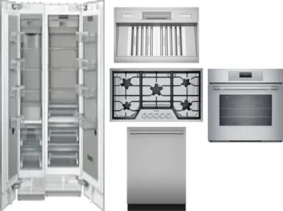 6 Piece Package Includes Refrigerator, Freezer, Cooktop, Wall Oven, Hood And Dishwasher