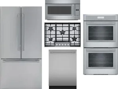 5 Piece Package Includes Refrigerator, Cooktop, Wall Oven, Microwave And Dishwasher
