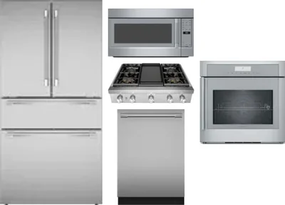 5 Piece Package Includes Refrigerator, Cooktop, Wall Oven, Microwave And Dishwasher