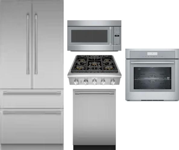 5 Piece Package Includes Refrigerator, Cooktop, Wall Oven, Microwave And Dishwasher
