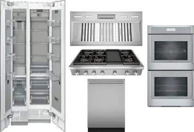 6 Piece Package Includes Refrigerator, Freezer, Cooktop, Wall Oven, Hood And Dishwasher