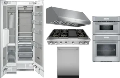 6 Piece Package Includes Refrigerator, Freezer, Cooktop, Wall Oven, Hood And Dishwasher