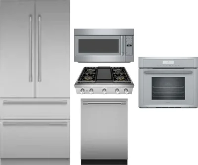 5 Piece Package Includes Refrigerator, Cooktop, Wall Oven, Microwave And Dishwasher