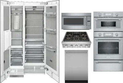 6 Piece Package Includes Refrigerator, Freezer, Cooktop, Wall Oven, Microwave And Dishwasher