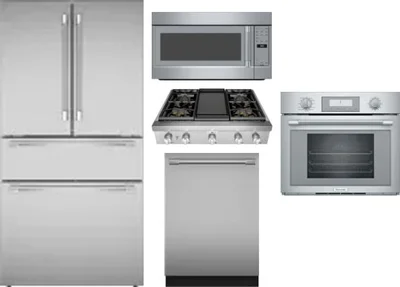 5 Piece Package Includes Refrigerator, Cooktop, Wall Oven, Microwave And Dishwasher