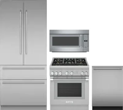 4 Piece Package Includes Refrigerator, Range, Microwave And Dishwasher