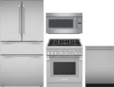4 Piece Package Includes Refrigerator, Range, Microwave And Dishwasher
