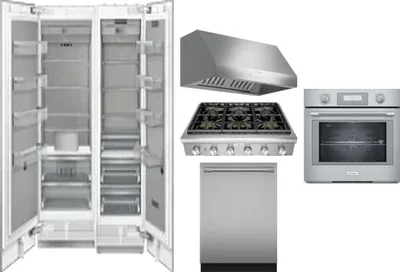 6 Piece Package Includes Refrigerator, Freezer, Cooktop, Wall Oven, Hood And Dishwasher