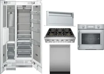 6 Piece Package Includes Refrigerator, Freezer, Cooktop, Wall Oven, Hood And Dishwasher