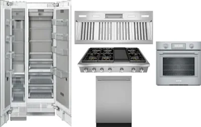 6 Piece Package Includes Refrigerator, Freezer, Cooktop, Wall Oven, Hood And Dishwasher