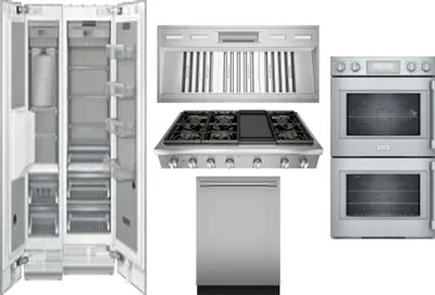 6 Piece Package Includes Refrigerator, Freezer, Cooktop, Wall Oven, Hood And Dishwasher