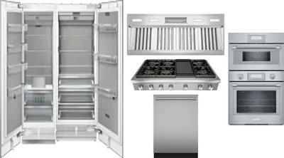 6 Piece Package Includes Refrigerator, Freezer, Cooktop, Wall Oven, Hood And Dishwasher