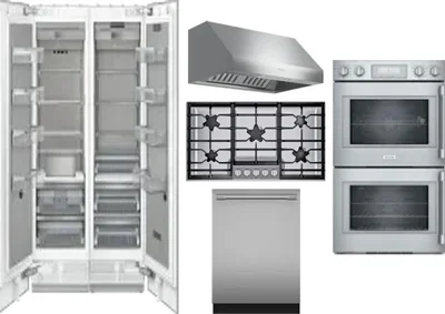6 Piece Package Includes Refrigerator, Freezer, Cooktop, Wall Oven, Hood And Dishwasher