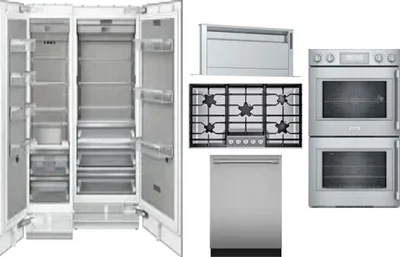 6 Piece Package Includes Refrigerator, Freezer, Cooktop, Wall Oven, Hood And Dishwasher