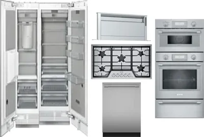 6 Piece Package Includes Refrigerator, Freezer, Cooktop, Wall Oven, Hood And Dishwasher