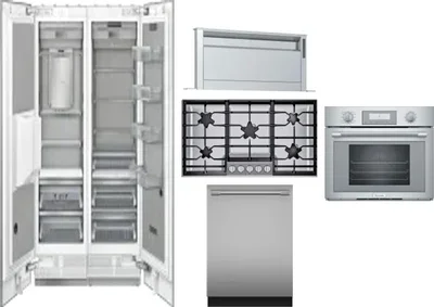 6 Piece Package Includes Refrigerator, Freezer, Cooktop, Wall Oven, Hood And Dishwasher