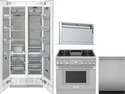 5 Piece Package Includes Refrigerator, Freezer, Range, Hood And Dishwasher