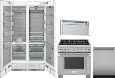 5 Piece Package Includes Refrigerator, Freezer, Range, Hood And Dishwasher