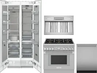 5 Piece Package Includes Refrigerator, Freezer, Range, Hood And Dishwasher