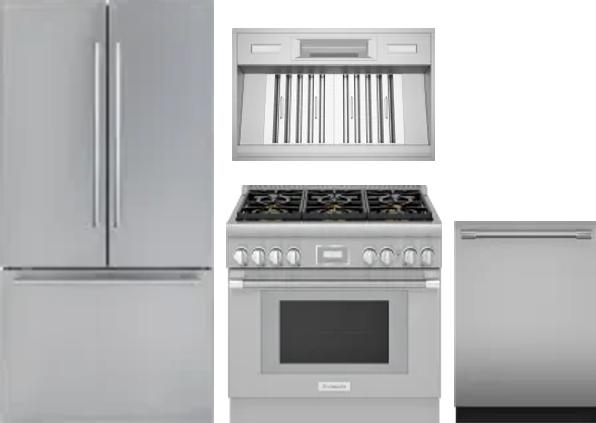 4 Piece Package Includes Refrigerator, Range, Hood And Dishwasher