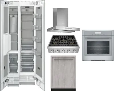 6 Piece Package Includes Refrigerator, Freezer, Cooktop, Wall Oven, Hood And Dishwasher