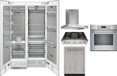 6 Piece Package Includes Refrigerator, Freezer, Cooktop, Wall Oven, Hood And Dishwasher