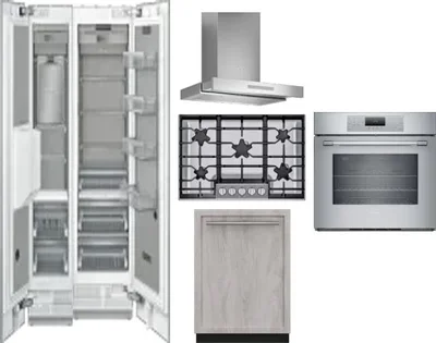 6 Piece Package Includes Refrigerator, Freezer, Cooktop, Wall Oven, Hood And Dishwasher