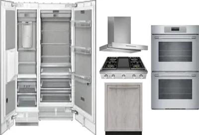 6 Piece Package Includes Refrigerator, Freezer, Cooktop, Wall Oven, Hood And Dishwasher
