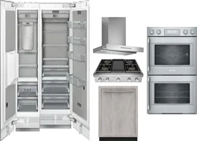 6 Piece Package Includes Refrigerator, Freezer, Cooktop, Wall Oven, Hood And Dishwasher