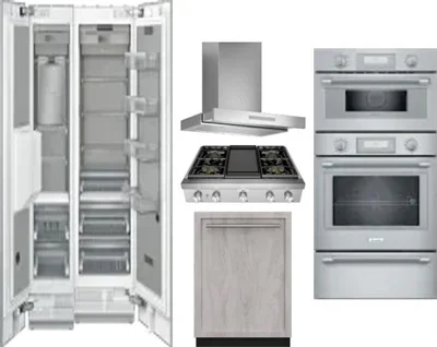 6 Piece Package Includes Refrigerator, Freezer, Cooktop, Wall Oven, Hood And Dishwasher