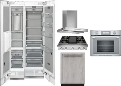 6 Piece Package Includes Refrigerator, Freezer, Cooktop, Wall Oven, Hood And Dishwasher