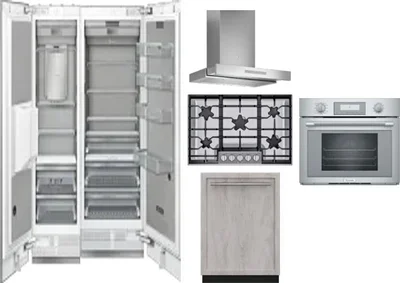 6 Piece Package Includes Refrigerator, Freezer, Cooktop, Wall Oven, Hood And Dishwasher