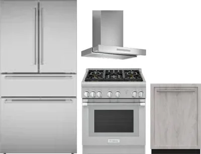 4 Piece Package Includes Refrigerator, Range, Hood And Dishwasher