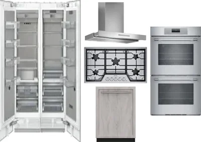 6 Piece Package Includes Refrigerator, Freezer, Cooktop, Wall Oven, Hood And Dishwasher