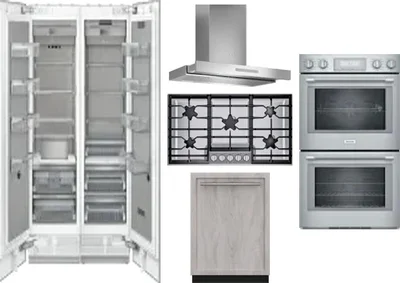 6 Piece Package Includes Refrigerator, Freezer, Cooktop, Wall Oven, Hood And Dishwasher