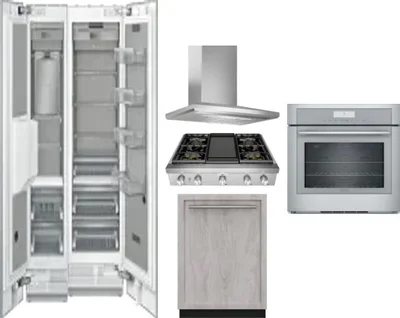 6 Piece Package Includes Refrigerator, Freezer, Cooktop, Wall Oven, Hood And Dishwasher
