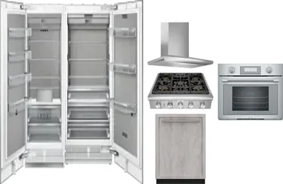 6 Piece Package Includes Refrigerator, Freezer, Cooktop, Wall Oven, Hood And Dishwasher