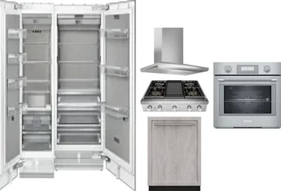 6 Piece Package Includes Refrigerator, Freezer, Cooktop, Wall Oven, Hood And Dishwasher