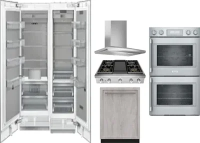 6 Piece Package Includes Refrigerator, Freezer, Cooktop, Wall Oven, Hood And Dishwasher