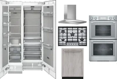 6 Piece Package Includes Refrigerator, Freezer, Cooktop, Wall Oven, Hood And Dishwasher