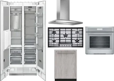 6 Piece Package Includes Refrigerator, Freezer, Cooktop, Wall Oven, Hood And Dishwasher