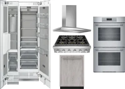 6 Piece Package Includes Refrigerator, Freezer, Cooktop, Wall Oven, Hood And Dishwasher