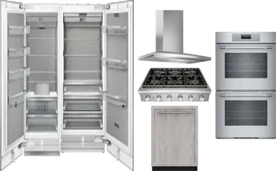 6 Piece Package Includes Refrigerator, Freezer, Cooktop, Wall Oven, Hood And Dishwasher