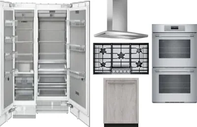 6 Piece Package Includes Refrigerator, Freezer, Cooktop, Wall Oven, Hood And Dishwasher