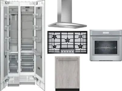 6 Piece Package Includes Refrigerator, Freezer, Cooktop, Wall Oven, Hood And Dishwasher